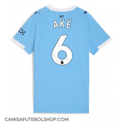 Camisa de time de futebol Manchester City Nathan Ake #6 Replicas 1º Equipamento Feminina 2025-26 Manga Curta Camisa de time de futebol Manchester City Nathan Ake #6 Replicas 1º Equipamento Feminina 2025-26 Manga Curta